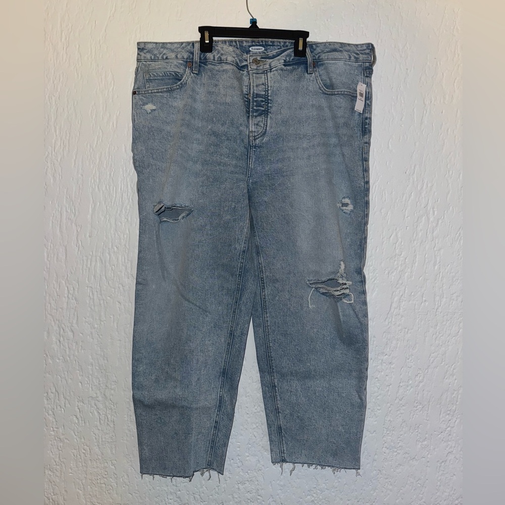 NEW W TAGS - sky high straight distressed jeans, 20 short, Old Navy